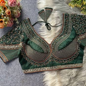 Green silk blouse for women designer saree blouse 1