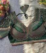 Green silk blouse for women designer saree blouse