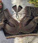 Black silk blouse for women embroidery saree blouse