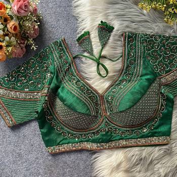 Dark green silk blouse for women zari saree blouse 1