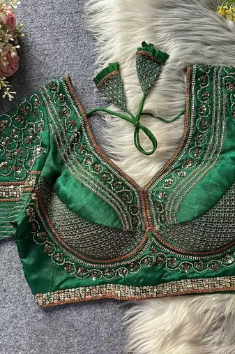 Dark green silk blouse for women zari saree blouse