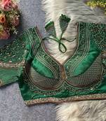 Dark green silk blouse for women zari saree blouse