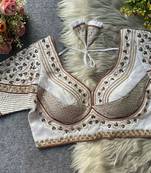 White silk blouse for women sequence saree blouse