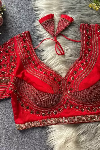 Red silk blouse for women thread saree blouse