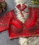Red silk blouse for women thread saree blouse