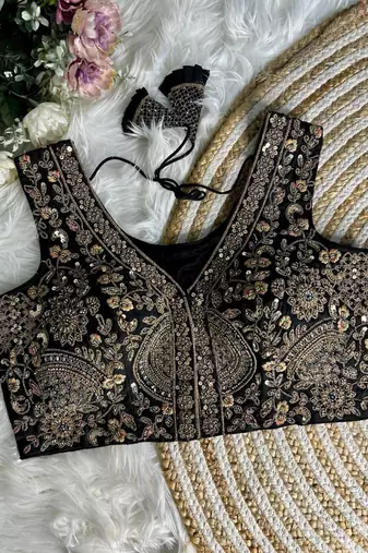 Black silk blouse for women fancy saree blouse