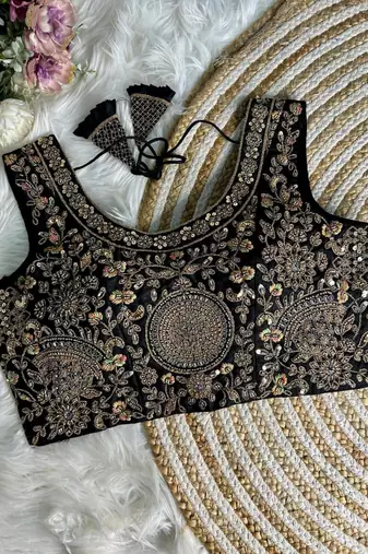 Black silk blouse for women fancy saree blouse