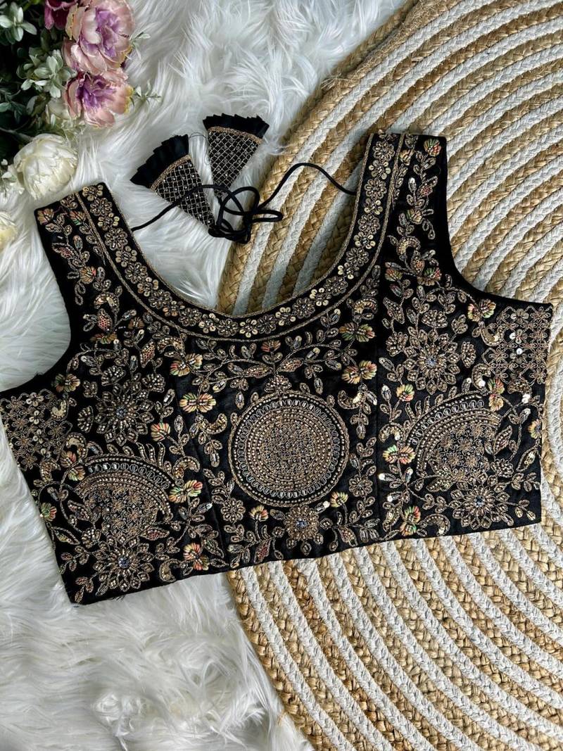 Black silk blouse for women fancy saree blouse