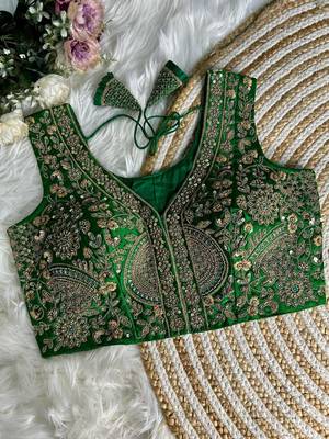 Green silk blouse for women elegant saree blouse 1