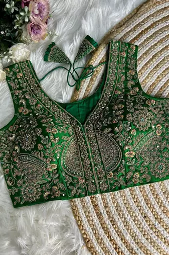 Green silk blouse for women elegant saree blouse