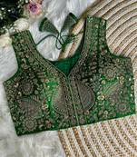Green silk blouse for women elegant saree blouse