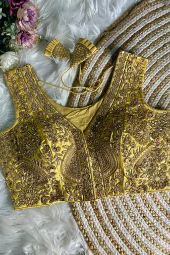 Yellow silk blouse for women festive saree blouse