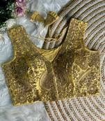 Yellow silk blouse for women festive saree blouse