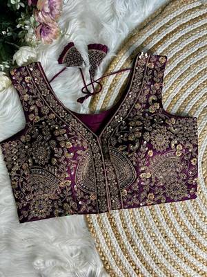 Purple silk blouse for women traditional saree blouse 1