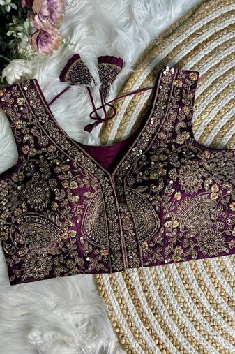 Purple silk blouse for women traditional saree blouse
