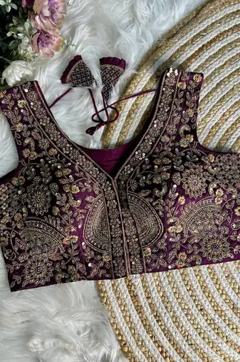 Purple silk blouse for women traditional saree blouse