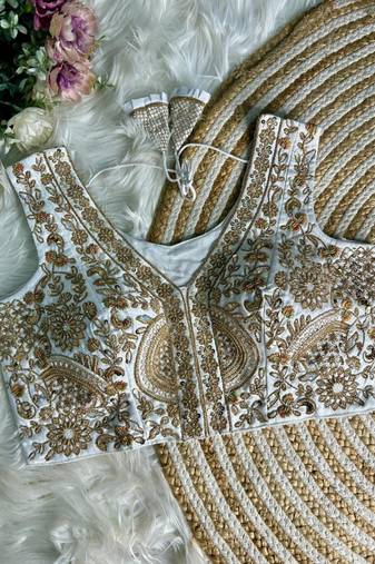 White silk blouse for women plain saree blouse