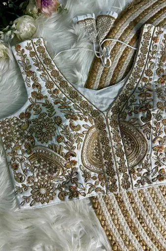 White silk blouse for women plain saree blouse
