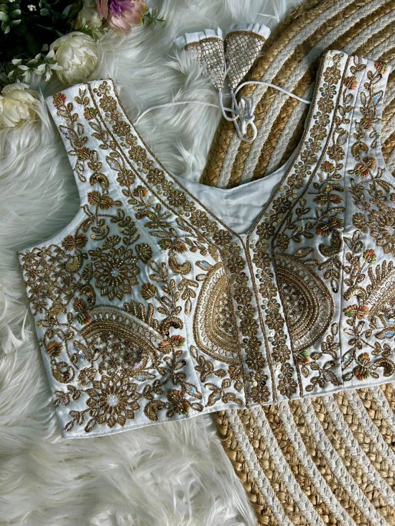 White silk blouse for women plain saree blouse