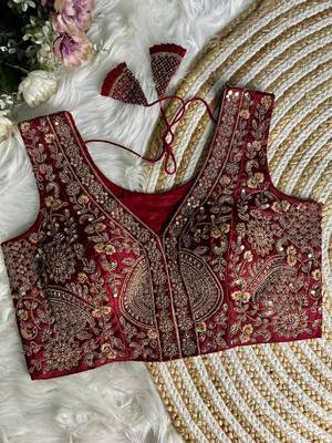 Maroon silk blouse for women designer saree blouse 1