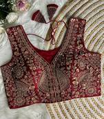 Maroon silk blouse for women designer saree blouse