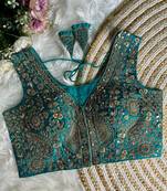 Sky blue silk blouse for women embroidery saree blouse