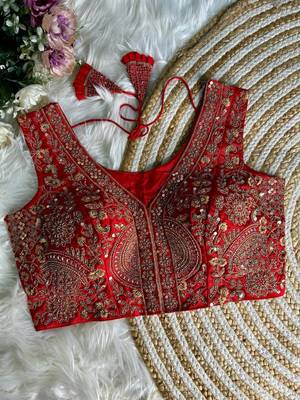 Red silk blouse for women zari saree blouse 1