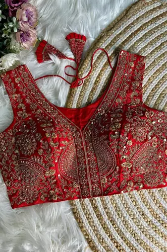 Red silk blouse for women zari saree blouse