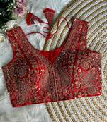 Red silk blouse for women zari saree blouse