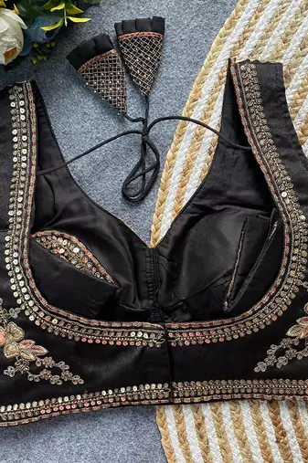 Black silk blouse for women thread saree blouse