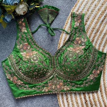 Dark green silk blouse for women stylish saree blouse 1