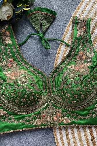 Dark green silk blouse for women stylish saree blouse