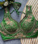 Dark green silk blouse for women stylish saree blouse