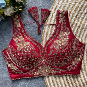 Maroon silk blouse for women fancy saree blouse 1