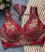 Maroon silk blouse for women fancy saree blouse