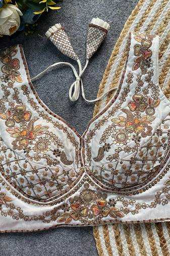 White silk blouse for women festive saree blouse