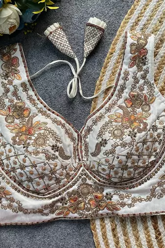 White silk blouse for women festive saree blouse