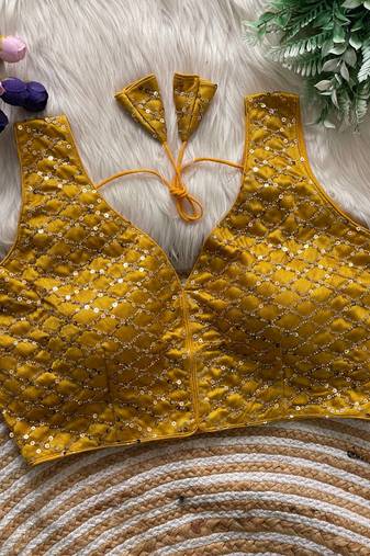 Yellow silk blouse for women designer saree blouse