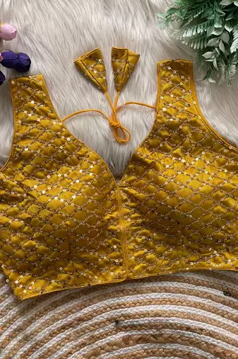 Yellow silk blouse for women designer saree blouse