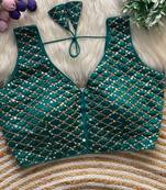 Teal silk blouse for women zari saree blouse