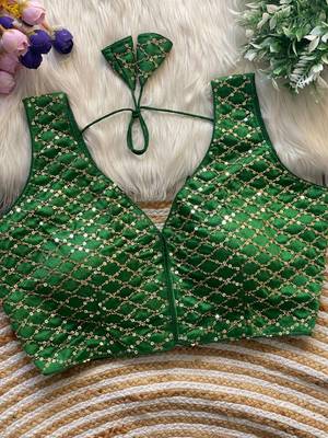 Green silk blouse for women thread saree blouse 1