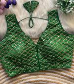 Green silk blouse for women thread saree blouse