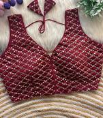 Maroon silk blouse for women printed saree blouse