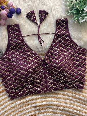 Purple silk blouse for women fancy saree blouse 1