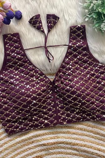 Purple silk blouse for women fancy saree blouse