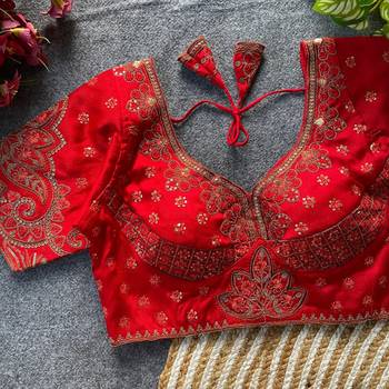 Red silk blouse for women traditional saree blouse 1