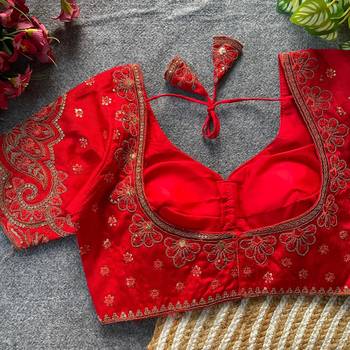 Red silk blouse for women traditional saree blouse 2