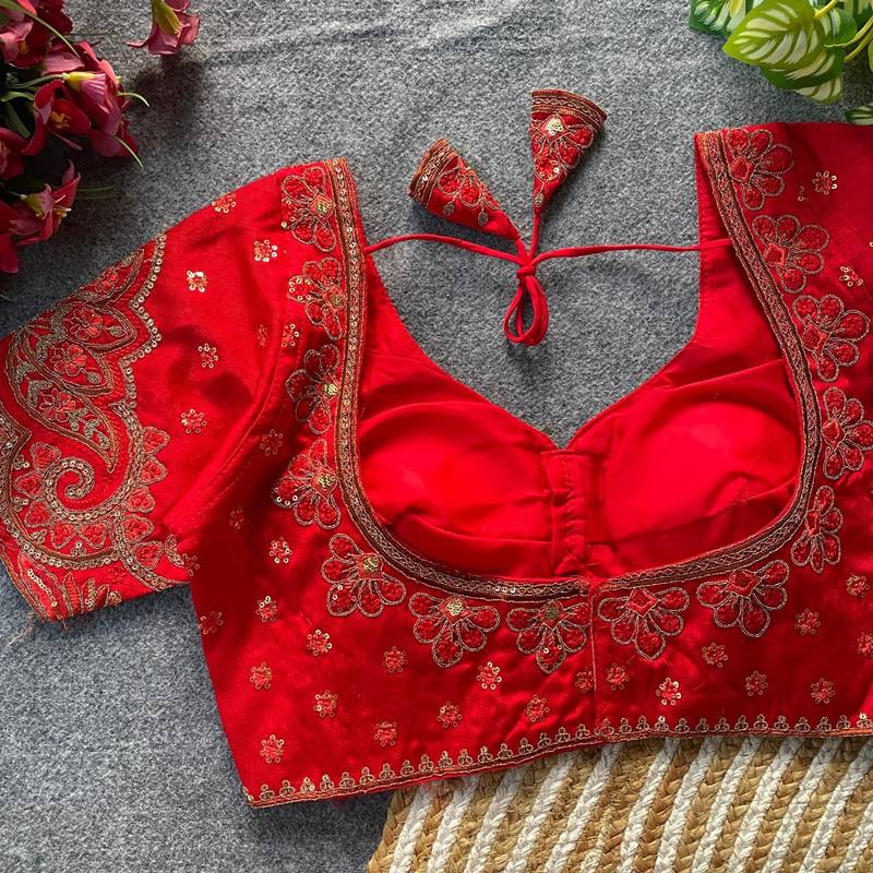 Red silk blouse for women traditional saree blouse