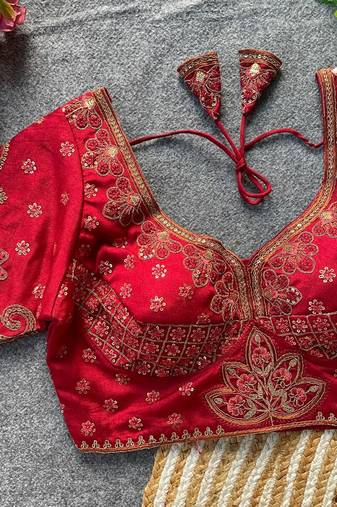 Maroon silk blouse for women plain saree blouse