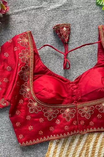 Maroon silk blouse for women plain saree blouse